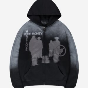 Wamana Black Spray Washed Lost Bond Zip Hoodie – Urban & Comfortable()