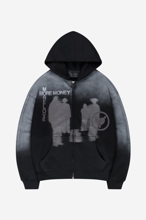 Wamana Black Spray Washed Lost Bond Zip Hoodie – Urban & Comfortable()