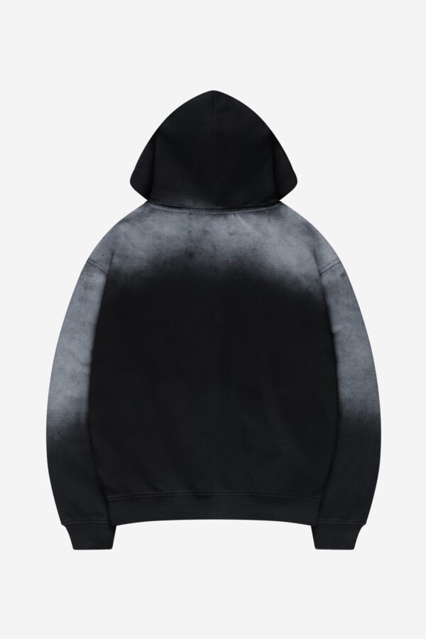 Wamana Black Spray Washed Lost Bond Zip Hoodie – Urban & Comfortable() - Image 2