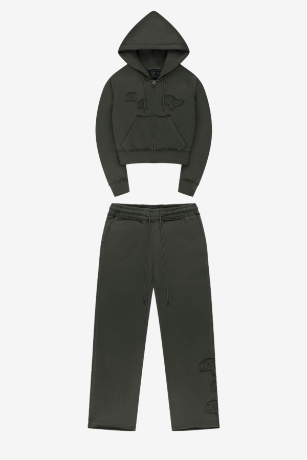 Quelor Raw Edge Girls Mud Tracksuit – Zip-Up Hoodie & Jogger Set