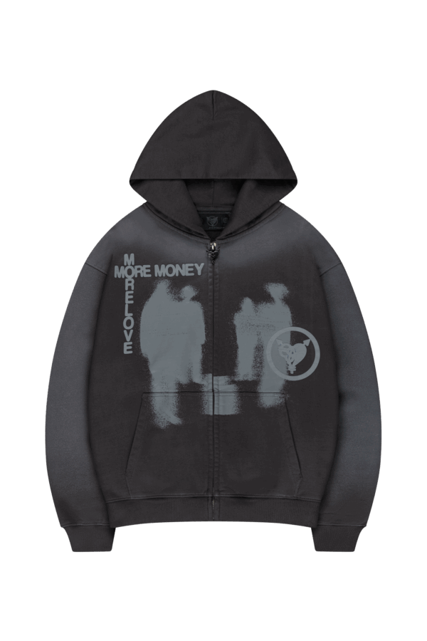 Wamana Dark Gray Spray Washed Lost Bond Zip Hoodie – Urban & Comfortable()